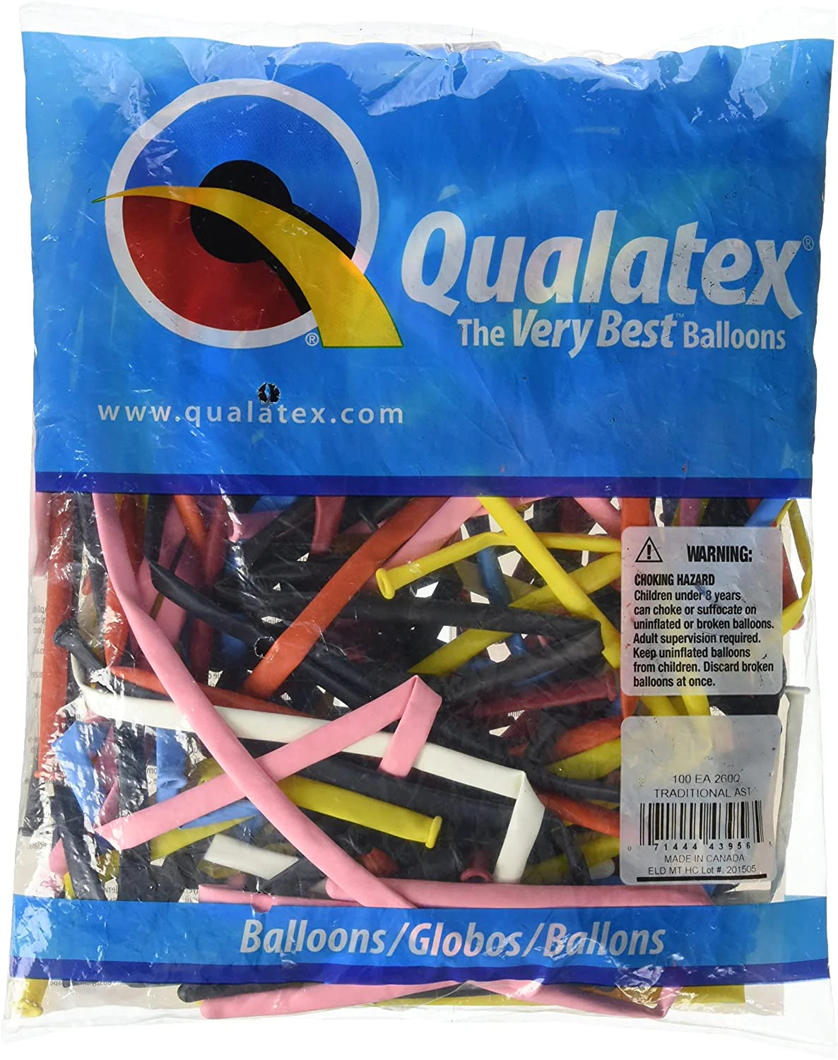 Globos Qualatex 260Q - Surtido Tradicional (x100)